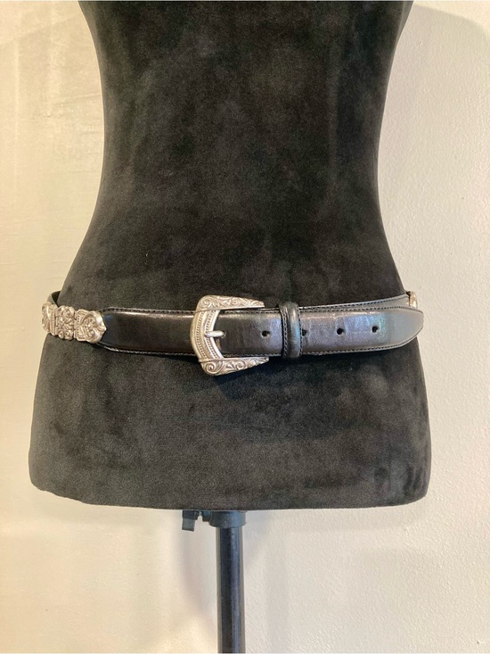 Fossil Accessories - Fossil Black Leather Western-Style Belt with Silver-Tone Heart Accents